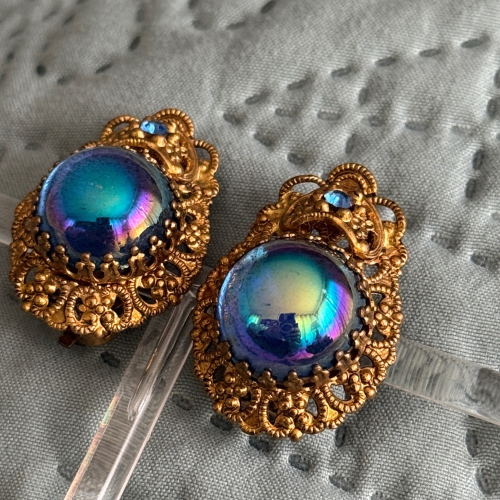 Vintage West Germany Mermaid Glass Earrings